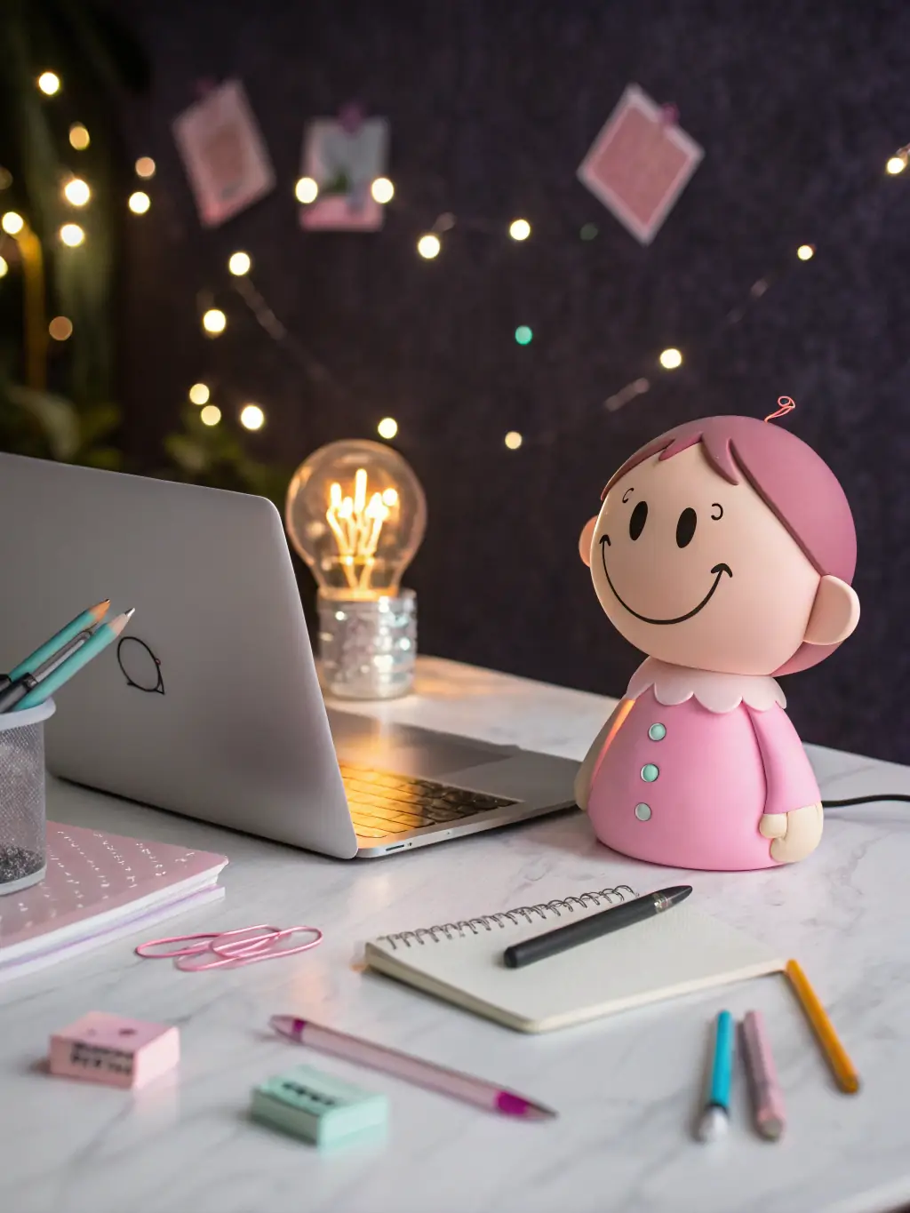 A digital illustration of Mario researching and designing an automation solution on his computer, surrounded by icons representing different technologies.